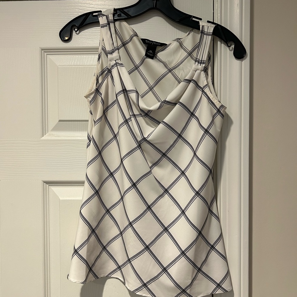 White House Black Market sleeveless shell cream and black